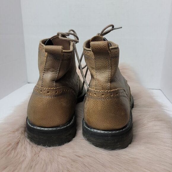 Florsheim Limited Tan Distressed Pebbled Leather Wingtips Ankle Boots 10.5D - Picture 4 of 9